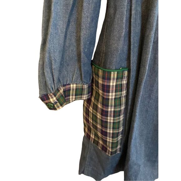 Samara vintage toddler girls, denim plaid, patch pocket dress size 4 - Picture 4 of 6